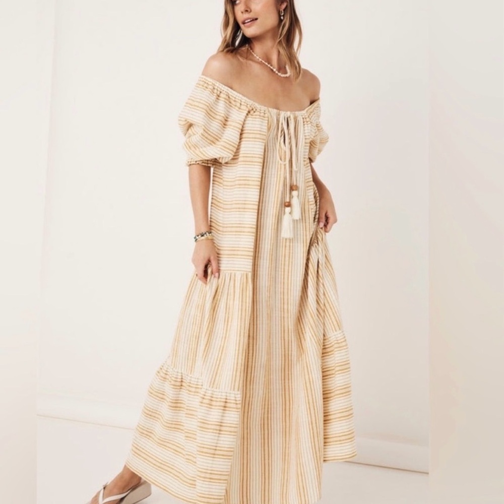 Spell the Gypsy lady palm gown - yellow and white striped - M